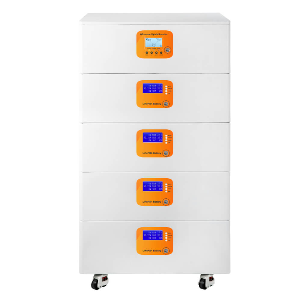 60kWh All-in-One Hybrid Energy Storage System | 48V 11kW Inverter + 4× LiFePO4 Battery Packs with Smart BMS, LCD & Warranty